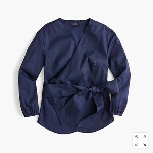 NWT J.Crew Wrap Top in Stretch Cotton Poplin